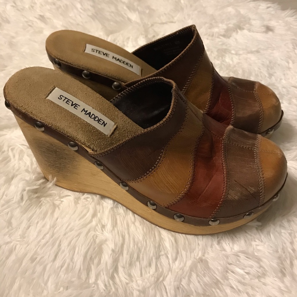 Steve Madden patchwork clogs